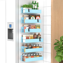 Load image into Gallery viewer, Metal 4 Pack Magnetic Spice Storage Rack Organizer for Refrigerator and Oven, Black Fridge Organizers and Storage