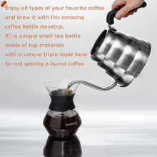 Load image into Gallery viewer, Mixpresso Gooseneck Pour Over Coffee Kettle, Barista Pour Control Design For Coffee &amp; Tea High-Grade Stainless Steel 1.2 Liter (40 Oz) Drip Coffee Induction Cooker, Copper Stovetop Kettle