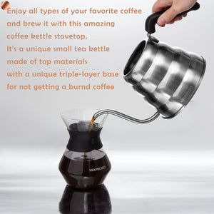 Mixpresso Gooseneck Pour Over Coffee Kettle, Barista Pour Control Design For Coffee & Tea High-Grade Stainless Steel 1.2 Liter (40 Oz) Drip Coffee Induction Cooker, Copper Stovetop Kettle