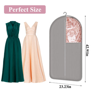 4 Pack 43’’ Gray Garment Bags for Hanging Clothes Storage Travel, Clear Dress Bags for Gowns Long, Suit Bags for Closet Storage