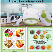 Load image into Gallery viewer, Brieftons QuickPull Manual Food Chopper: Large 4-Cup Powerful Hand Pull Chopper/Mincer/Mixer Blender to Chop Onion, Garlic, Vegetables, Fruits, Herbs for Salsa, Salad, Pesto, Puree, Indian Cooking