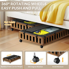 Load image into Gallery viewer, 2 Pack Bamboo Under Bed Storage with Wheels, 39”x20”x7.8” Lager Under Bed Storage Containers (Brown)