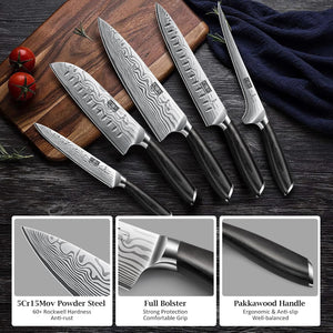 16-Piece Knife Set with Block, Ultra Sharp High Carbon Powder Steel Knife Block Set, Chef Knife Set Professional Kitchen Knives Set with Sharpener and Pakkawood Handle