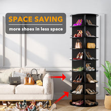 Load image into Gallery viewer, SpaceAid 7 Tier Rotating Shoe Rack Tower, Spinning Shoe Display Lazy Susan, Revolving 360 Shoe Rack Storage Round Carousel, Vertical Handbag Rotate Shoes Closet Organization (7-Tier White)