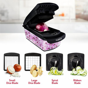 Vegetable Chopper and Spiralizer - Food Chopper with Container, Fruit Slicer, Kitchen Gadgets & Accessories, Home Essentials (4 in 1, White)