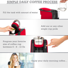 Load image into Gallery viewer, Mixpresso Single Serve Coffee Brewer K-Cup Pods Compatible &amp; Ground Coffee, 30 oz Compact Coffee Maker Single Serve With 5 Brew Sizes Up To 14 Oz, Fits Travel Mug, Adjustable Drip Tray, Black