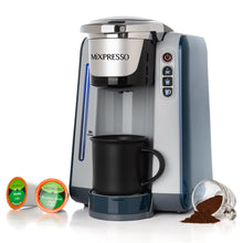 Load image into Gallery viewer, Mixpresso Single Serve Coffee Brewer K-Cup Pods Compatible &amp; Ground Coffee, 30 oz Compact Coffee Maker Single Serve With 5 Brew Sizes Up To 14 Oz, Fits Travel Mug, Adjustable Drip Tray, Black