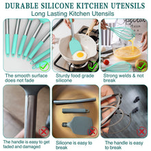 Load image into Gallery viewer, Silicone Cooking Utensil Set, Umite Chef 15pcs Silicone Cooking Kitchen Utensils Set, Non-stick - Best Kitchen Cookware with Stainless Steel Handle - Black