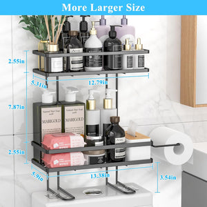 Over Toilet Storage, Bathroom Organizers and Storage Shelves, Black, 2 Tier