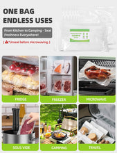 Load image into Gallery viewer, Vacuum Sealer Bags, Reusable Vacuum Zipper Bag, BPA Free Heavy Duty Vacuum Storage Bag for Food, Small Size 15 Bags