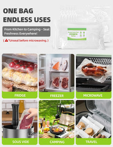 Vacuum Sealer Bags, Reusable Vacuum Zipper Bag, BPA Free Heavy Duty Vacuum Storage Bag for Food, Small Size 15 Bags