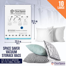 Load image into Gallery viewer, Vacuum Seal Bags for Clothing Travel, 10 Jumbo - Space Saver Vacuum Storage Bags, Blanket &amp; Clothes Storage Bags Vacuum Sealed – Hand Pump Included, Bolsas Para Guardar Ropa Al Vacío