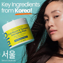 Load image into Gallery viewer, SeoulCeuticals Korean Face Mask Skin Care - Snail Mucin Turmeric Mask for Face – Cruelty Free K Beauty Anti Aging Face Mask for Healthy, Youthful Glow 2oz