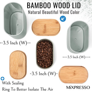 Mixpresso 3 Pcs Olive Green Canisters Sets For The Kitchen, Airtight Plastic Canister With Bamboo Lid, Coffee And Sugar Canister Set, Decorative Sugar Container, Kitchen Decor For Counter