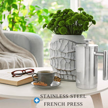 Load image into Gallery viewer, Mixpresso Stainless Steel French Press Coffee Maker 27 Oz 800 ml, Double Wall Insulated French Press Stainless Steel &amp; Tea Brewer Easy Clean &amp; Easy Press Strong Quality Metal Coffee Press.