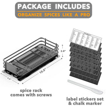 Load image into Gallery viewer, SpaceAid Pull Out Spice Rack Organizer for Cabinet, Heavy Duty Slide Out Seasoning Kitchen Organizer, Cabinet Organizer, with Labels, 4.5&quot; W x10.75 D x8.5 H, 1 Drawer 2-Tier