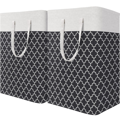 HomeHacks Laundry Baskets 2-Pack, Laundry Hamper with Long Handles, Collapsible Waterproof Clothes Hamper, Durable Tall Laundry Bin, Clothes Hamper for Bedroom, Bathroom, Dorm, Toys, 75L, Grey