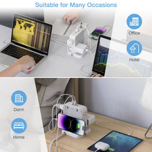 Load image into Gallery viewer, Surge Protector Flat Extension Cord Flat Plug Power Strip, 8 AC Outlets, 3 USB Charger(1 USB C Port) 3-Sided Outlet Extender, 5 Ft, 900 Joules Protection, Office Supplies, Dorm Room Essentials, Grey