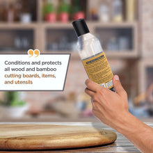 Load image into Gallery viewer, Mineral Oil for Wood Cutting Board - 8 oz Food Grade Wood Oil, Cutting Board Oil and Butcher Block Oil Conditioner, Food Safe Mineral Oil for Bamboo, Teak, Utensils and Wood Surfaces by Bambüsi