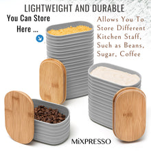 Load image into Gallery viewer, Mixpresso 3 Pcs Olive Green Canisters Sets For The Kitchen, Airtight Plastic Canister With Bamboo Lid, Coffee And Sugar Canister Set, Decorative Sugar Container, Kitchen Decor For Counter