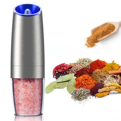 Automatic Eletric Salt and Pepper Grinder Shakers Set, Battery Operated, Must Haves from TikTok, Silver, 2 Pack