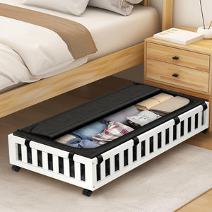 2 Pack Bamboo Under Bed Storage with Wheels, 39”x20”x7.8” Lager Under Bed Storage Containers (Brown)