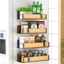 Load image into Gallery viewer, Metal 4 Pack Magnetic Spice Storage Rack Organizer for Refrigerator and Oven, Black Fridge Organizers and Storage