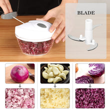 Load image into Gallery viewer, Manual Food Chopper Vegetable Cutter, Hand String Vegetable Chopper Onions Cutter for Vegetable Fruits Nuts BPA Free Food Safe Material, 550ml Gray
