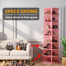 Load image into Gallery viewer, SpaceAid 7 Tier Rotating Shoe Rack Tower, Spinning Shoe Display Lazy Susan, Revolving 360 Shoe Rack Storage Round Carousel, Vertical Handbag Rotate Shoes Closet Organization (7-Tier White)