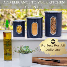 Load image into Gallery viewer, Mixpresso 3 Piece Black Canisters Sets For The Kitchen, Jars With See Window, Airtight Coffee Container Tea Organizer &amp; Sugar Canister, Kitchen Canisters Set of 3 Black Kitchen Décor
