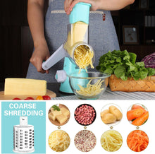 Load image into Gallery viewer, Rotary Cheese Grater Hand Crank Cheese Shredder for Fresh Cheese, Vegetable, Nuts,Non-slip Suction Base, Free Cleaning Brush Three Blades, Black