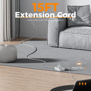 Surge Protector Power Strip, TESSAN 5FT Flat Extension Cord with Multiple Outlets, 12 Outlet Extender with 4 USB (2 USB-C), Flat Plug Power Strip, 1800J Surge Protection, Office, Dorm Essentials