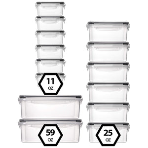 50-Piece Plastic Food Storage Containers with Lids (24 Containers & 24 Lids) - Leakproof, BPA-Free, Meal Prep Containers, Reusable Lunch Storage Set for Kitchen Organization (Pack of 50)