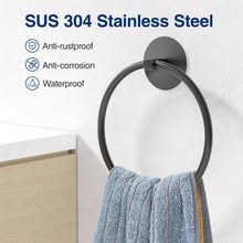Load image into Gallery viewer, Nickel Brushed Bathroom Towel Ring - SUS304 Stainless Steel Bathroom Towel Rack, Susswiff Adhesive Wall Mounted Hand Towels Holder, Towel Hanger for Bathroom Organizer, Kitchen Storage