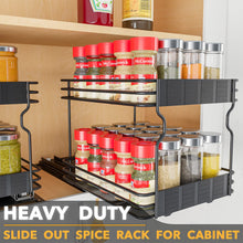 Load image into Gallery viewer, SpaceAid Pull Out Spice Rack Organizer for Cabinet, Heavy Duty Slide Out Seasoning Kitchen Organizer, Cabinet Organizer, with Labels, 4.5&quot; W x10.75 D x8.5 H, 1 Drawer 2-Tier
