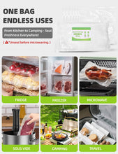 Load image into Gallery viewer, Vacuum Sealer Bags, Reusable Vacuum Zipper Bag, BPA Free Heavy Duty Vacuum Storage Bag for Food, Large Size 15 Bags