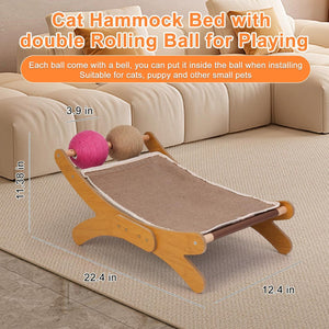 Outamateur Cat Scratching Pad, Cat Scratcher Bed, Cats Mini Chair with Sisal Scratching Ball and Bell, Cats Lounger with Removable Scratching Pad for Indoor Small Pets
