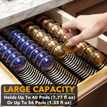 Load image into Gallery viewer, SpaceAid Coffee Pod Holder Drawer Organizer for Nespresso Vertuo Capsule, Bamboo Holder Tray Storage for Nespresso Vertuo, Compatible with 40 Big or 52 Small Vertuoline Pods (Drawer Insert)