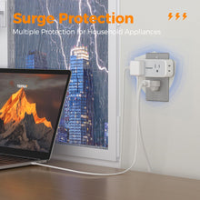 Load image into Gallery viewer, Surge Protector Outlet Extender, TESSAN Multi Plug Splitter with 4 Electrical Outlets 3 USB Ports(1 USB C), Multiple Plug Mini Wall Expander for Home Bathroom Office Dorm Room Essentials