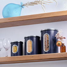 Load image into Gallery viewer, Mixpresso 3 Piece Black Canisters Sets For The Kitchen, Jars With See Window, Airtight Coffee Container Tea Organizer &amp; Sugar Canister, Kitchen Canisters Set of 3 Black Kitchen Décor