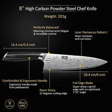 Load image into Gallery viewer, 8 Pieces Knife Set with Magnetic Block, Ultra Sharp Powder Steel Knife Block Set, Professional Chef Knife Sets with Ergonomic Handle &amp; Knife Sharpener