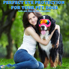 Load image into Gallery viewer, Large Dog Sunglasses Dog Goggles Pet Glasses Pet Eyewear with Adjustable Strap, Glasses for Medium Large Dog Swimming Skating Glasses Windproof Dustproof UV Proof (Black-Colorful)