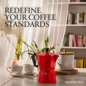 Mixpresso 3 Cup Moka Pot Coffee Maker for Gas, Electric Stove Top, Classic Italian Espresso Maker, Stovetop for Camping, Makes 5 Oz Cuban Coffee