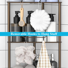 Load image into Gallery viewer, 4 Tier Floor Standing Corner Shower Caddy Organizer Shelf with Hooks, Bathroom Shelves Stand Rack, Black