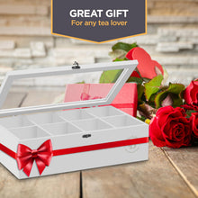 Load image into Gallery viewer, Bamboo Tea Bag Organizer Storage Box with Drawer &amp; Acrylic Window - Magnetic Lid Keeps Contents Fresh - Ideal Mothers Day Gifts for Mom - Gift Caddy (Tea Not Included)