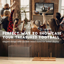 Load image into Gallery viewer, JupDec Football &amp; Championship Ring Display Case, Large Clear Acrylic Shadow Box with UV Protection Wooden Showcase, Idea Gift for Sports Fans