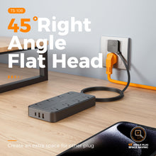 Load image into Gallery viewer, Power Strip Surge Protector, TESSAN Flat Plug Extension Cord with 8 Outlets 3 USB Charger(1 USB C), 1080 Joules Protection, Wall Mountable Charging Station for Home Office School Dorm Room Essentials