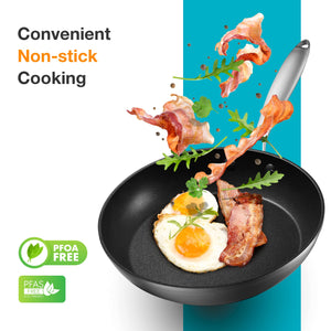 Belwares Nonstick Frying Pan with Spatula & Lid - 10 Inch Non Stick Skillet Egg Frying Pan - Lightweight Aluminum Hard-Anodized Fry Pan for Kitchen Cooking with Gas, Electric, Oven or Induction