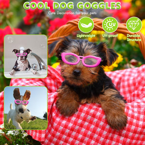 UV Protection Sunglasses for Small Breed Dogs, Windproof Anti-Fog Eye Protection Goggles, Pet Glasses for Puppy With Adjustable Strap (Black)