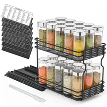 Load image into Gallery viewer, SpaceAid Pull Out Spice Rack Organizer for Cabinet, Heavy Duty Slide Out Seasoning Kitchen Organizer, Cabinet Organizer, with Labels, 4.5&quot; W x10.75 D x8.5 H, 1 Drawer 2-Tier